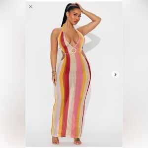 Caribbean Crochet Maxi Dress - Pink/combo